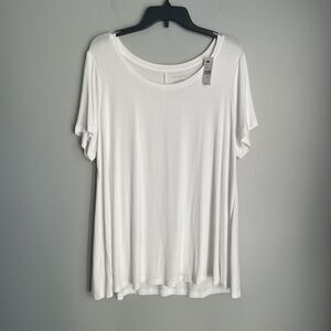 NEW Lane Bryant T-Shirt Women's 14/16 White V-Neck Short Sleeve Solid Tee Top